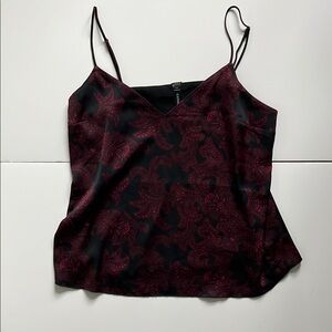 Express - Satin Paisley Camisole - Burgundy / Navy - Women’s Medium